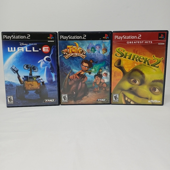 Sony Playstation 2 Video Game Lot Of 3 Shrek 2 WALL•E Tak The Great JuJu - Picture 1 of 9